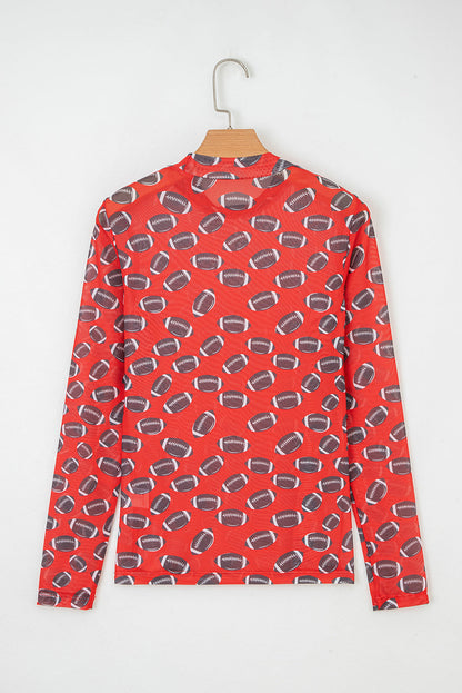 Game Day Sheer Mesh Long Sleeve Top