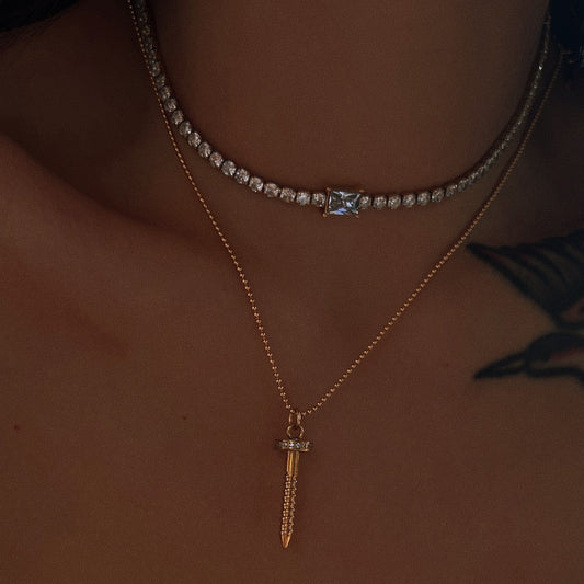 Cubic Zirconia Chain And Bracelet Neck Chain Choker