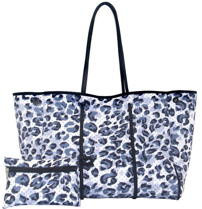 Leopard Print Printed Black Portable Beach Bag Leisure Travel