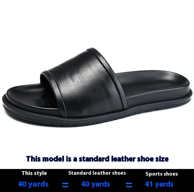 Men's Genuine Leather Outdoor Non-slip Summer Slippers