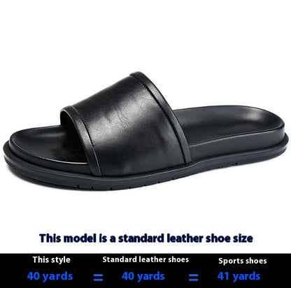 Men's Genuine Leather Outdoor Non-slip Summer Slippers