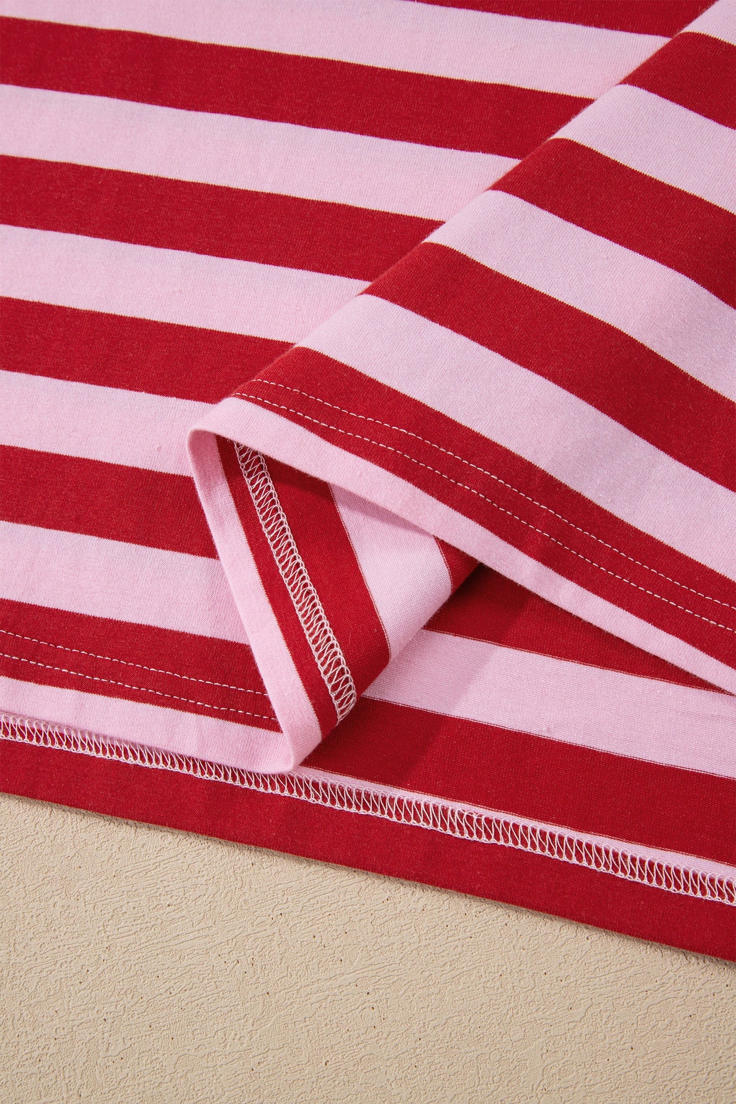 Stripe Split V-Neck Casual T-Shirt