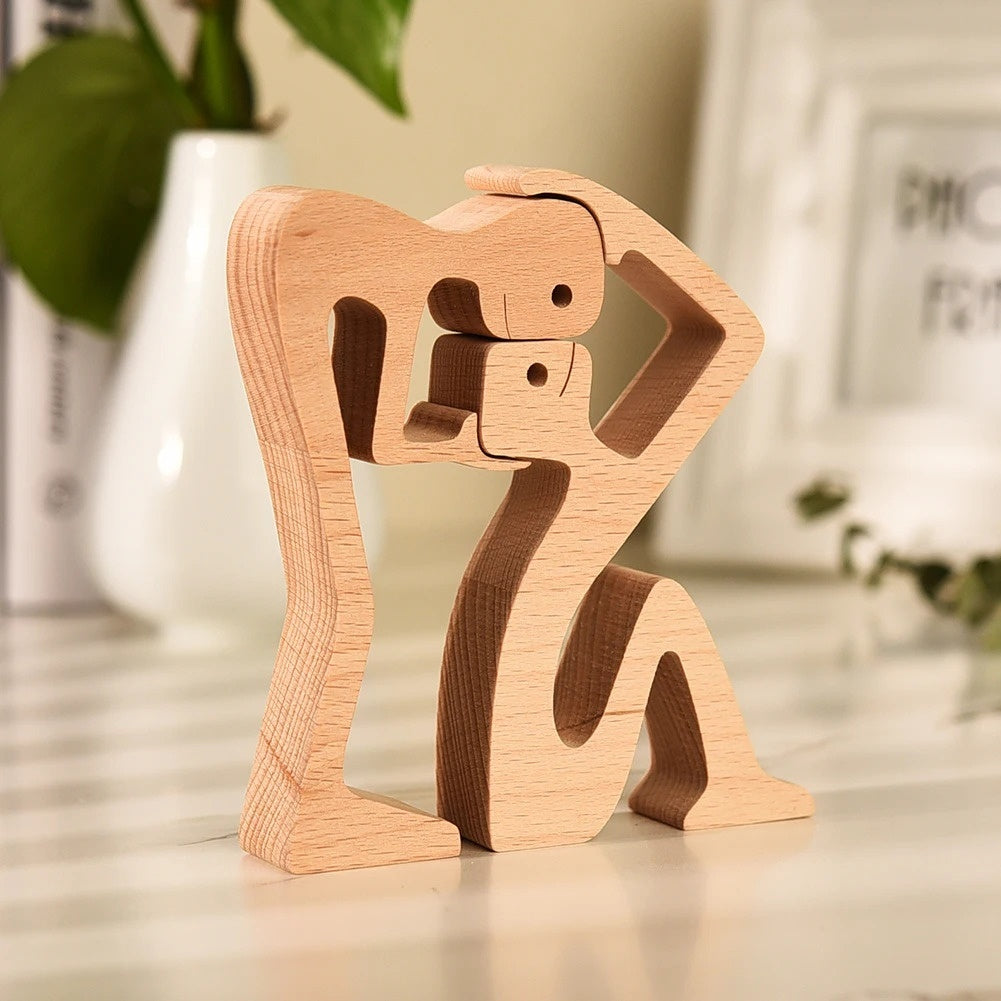 DIY Wooden Dog Figurine Sculpture Home Decor