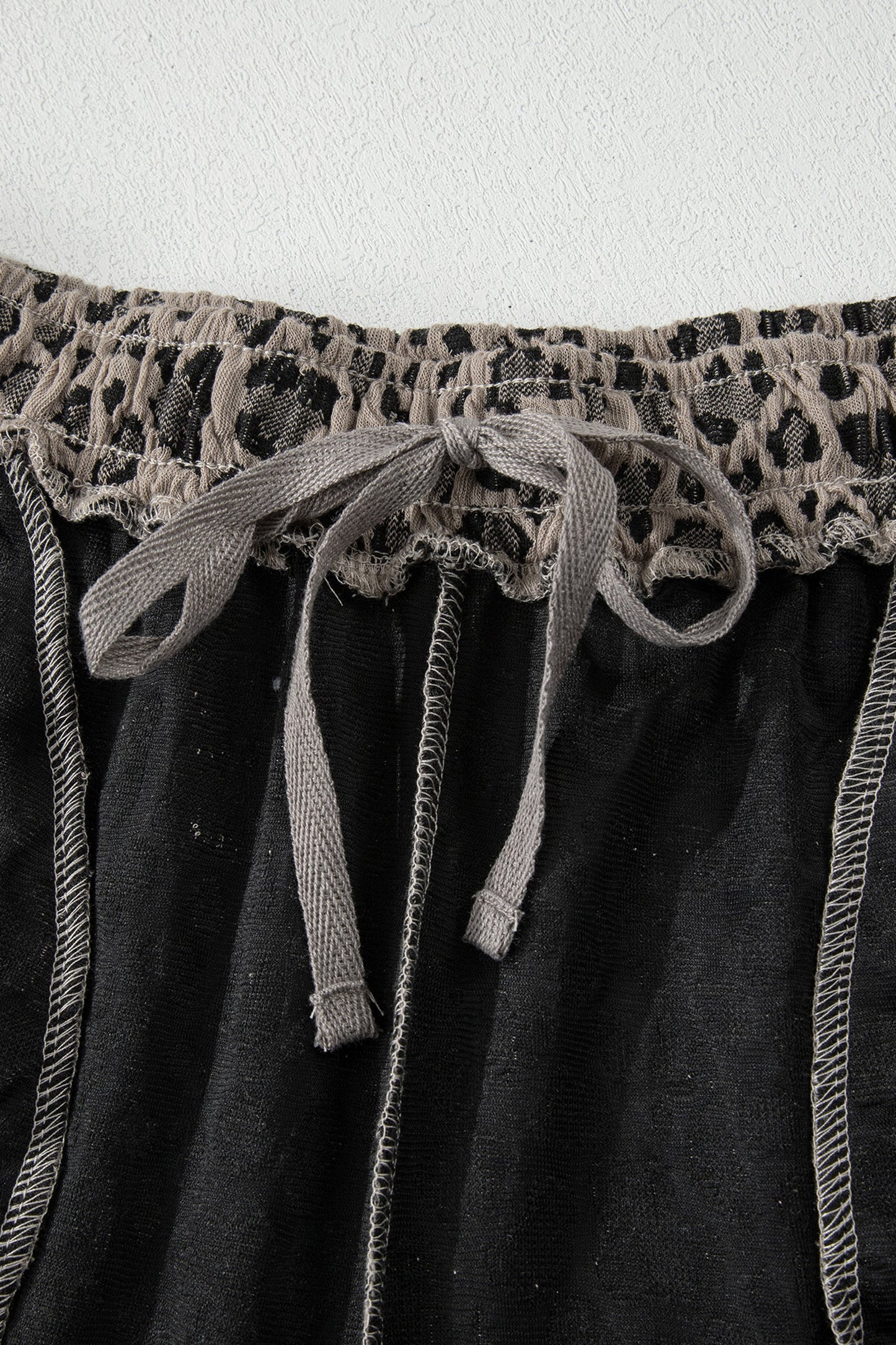 Leopard Jacquard Half Sleeve & Jumper Wide Leg Pants
