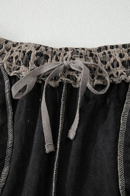 Leopard Jacquard Half Sleeve & Jumper Wide Leg Pants