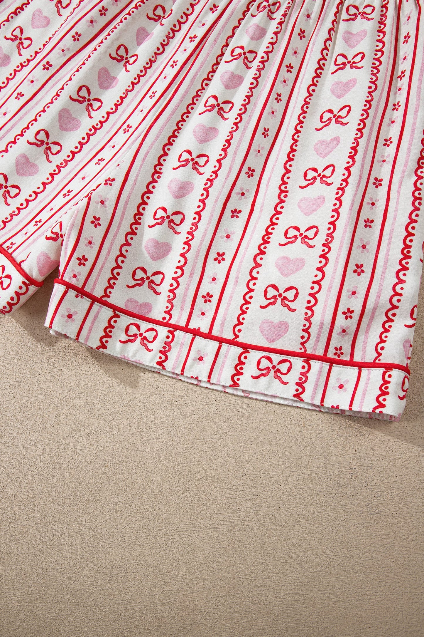 Bow Heart Top and Shorts Pajama Set