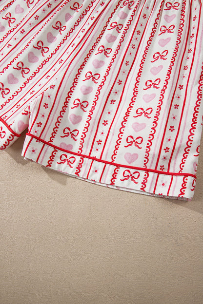 Bow Heart Top and Shorts Pajama Set
