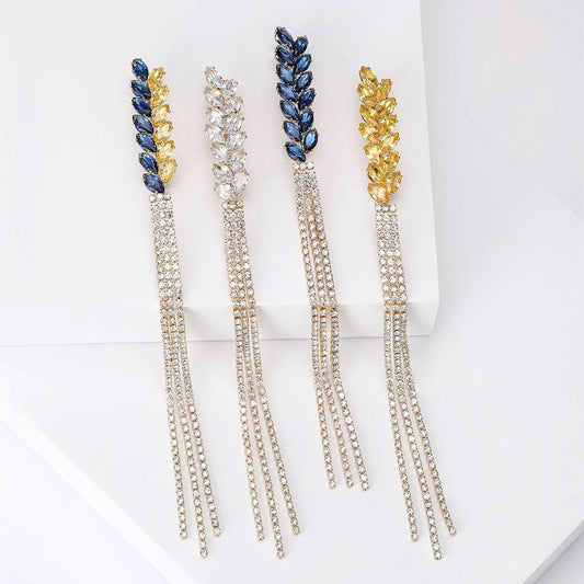 European And American Rhinestone Wheat Chain Brooch