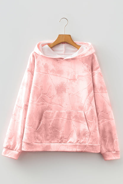 Camo Kangaroo Pocket Drop Shoulder Hoodie