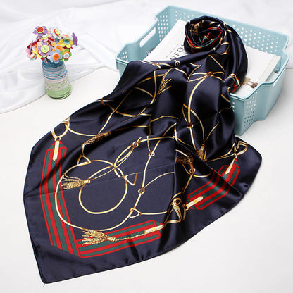 High-end Versatile Retro Printed Artificial Silk Scarf For Women