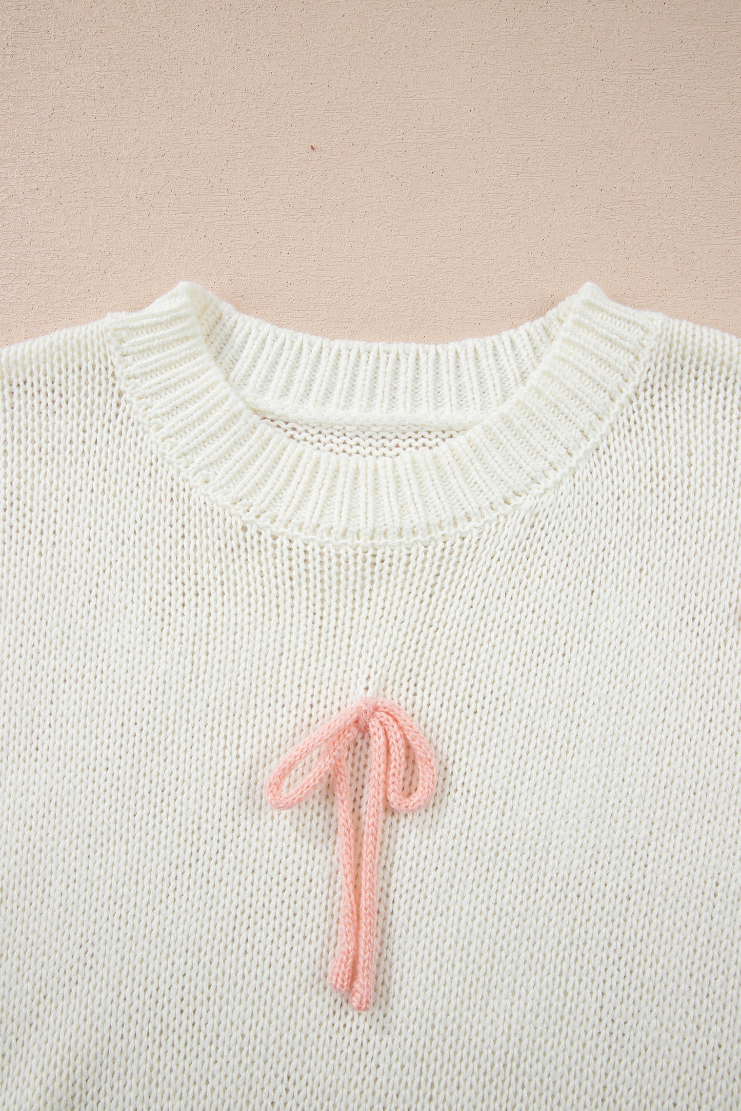 Short Sleeve Knit Contrast Bow-Knot Sweater