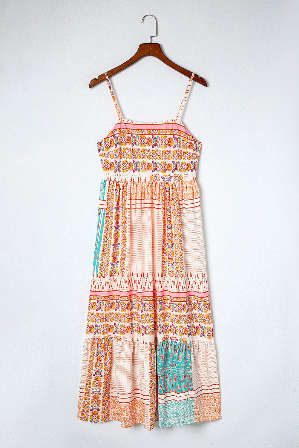 Boho Patchwork Square Neck Sundress