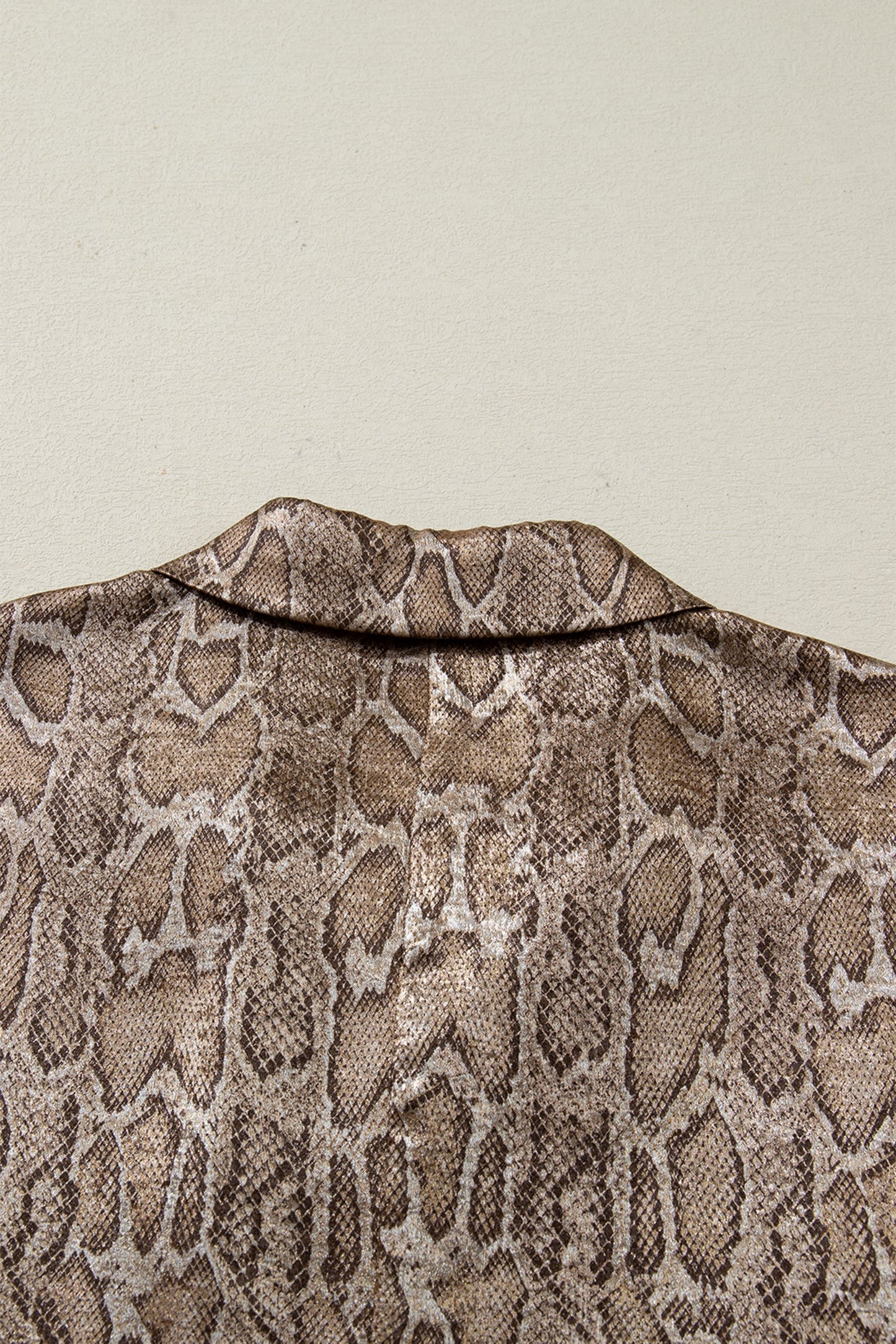 Leopard Metallic Polo Collar V-Neck Blouse