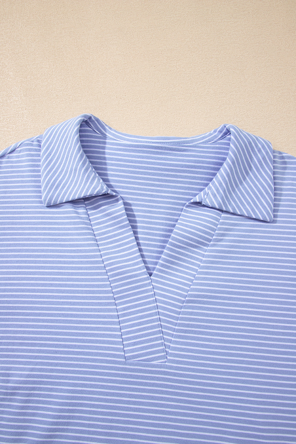 Stripe Dolman Polo Shirt & Drawstring Shorts Set