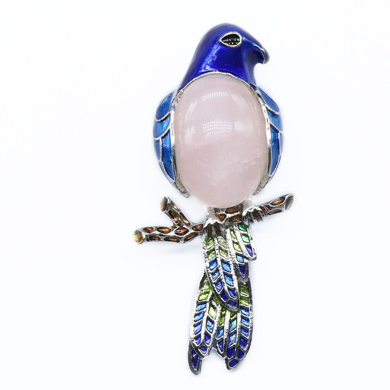 Gemstone Inlaid Brooch Pendant