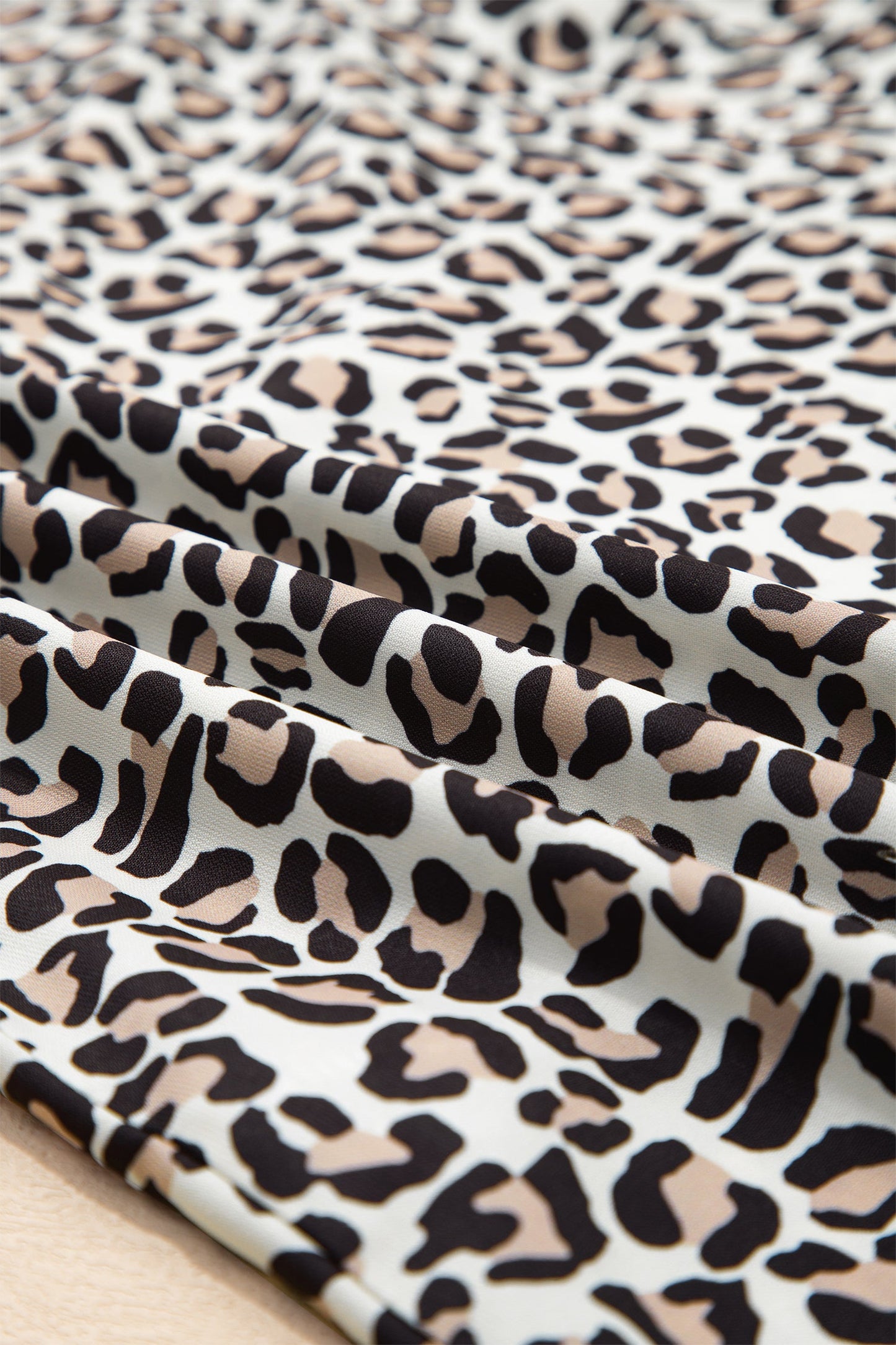 Leopard Stripe V-Neck Color Block Trim Blouse