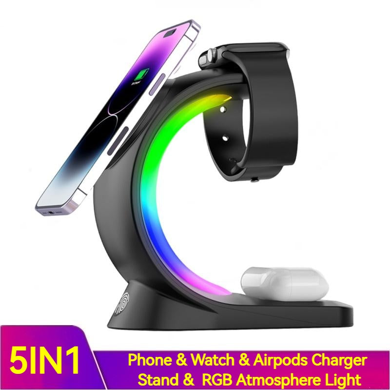 4-in-1 Magnetic Wireless Charger - Fast Charging for Phone, AirPods, iPhone, and Watch