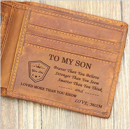 Men's Leather Laser Carving Letter Wallet
