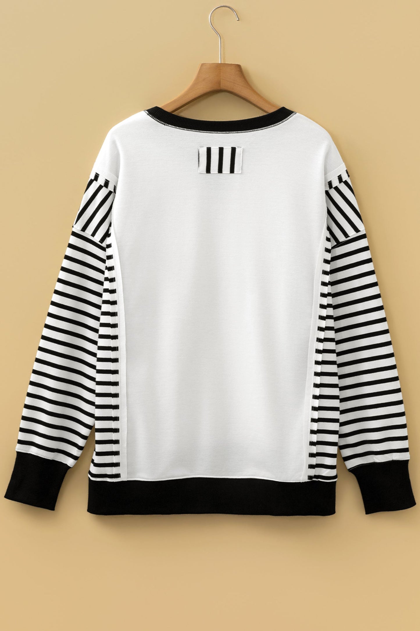 Stripe Sleeve Patchwork Casual Knit Top
