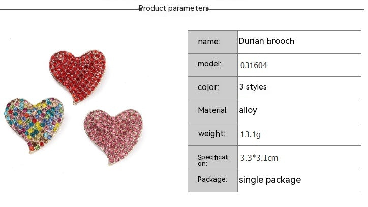 Vintage Rhinestone Heart-shaped Diamond Brooch