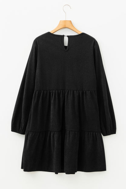 Lantern Sleeve Tiered Mini Dress