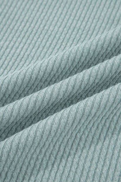 Solid Ribbed Drop Shoulder Hoodie