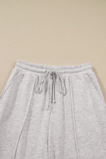 Solid V-Neck Pullover and Drawstring Sweatpants Set