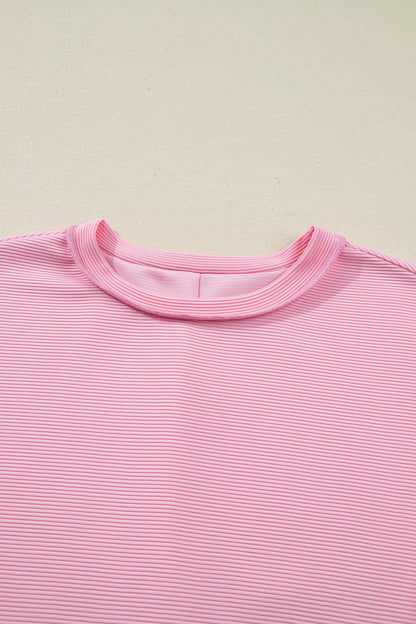 Ribbed Exposed Seam Drop Shoulder Pullover