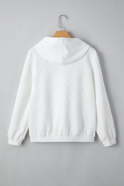 Cable Lattice Textured Kangaroo Pocket Hoodie