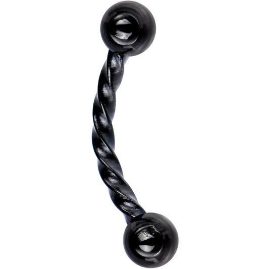16G 5/16 Black IP Seriously Twisted Curved Eyebrow Ring