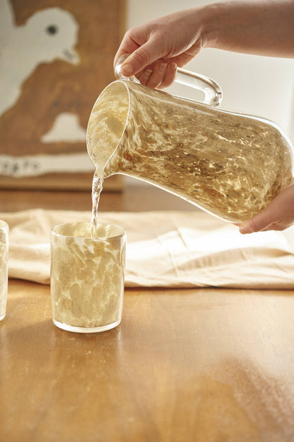 Hand Blown Glass Tumbler: Brown Marble