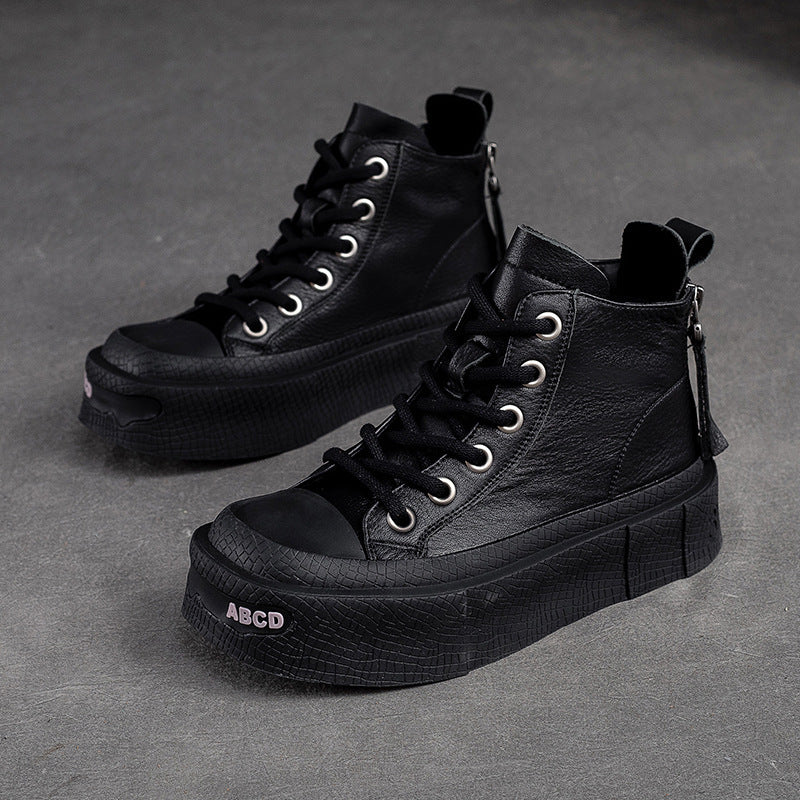 Back Zip Cowhide Ankle Boots