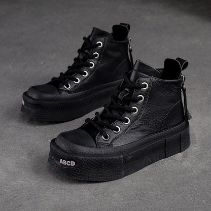 Back Zip Cowhide Ankle Boots