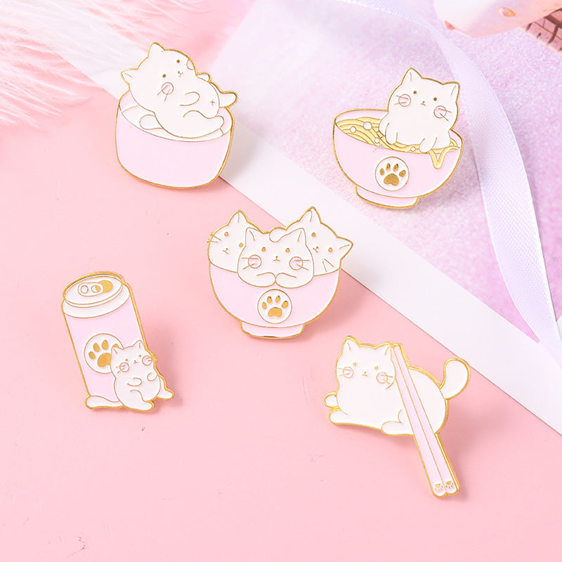 Golden M Badge Kitty Brooch