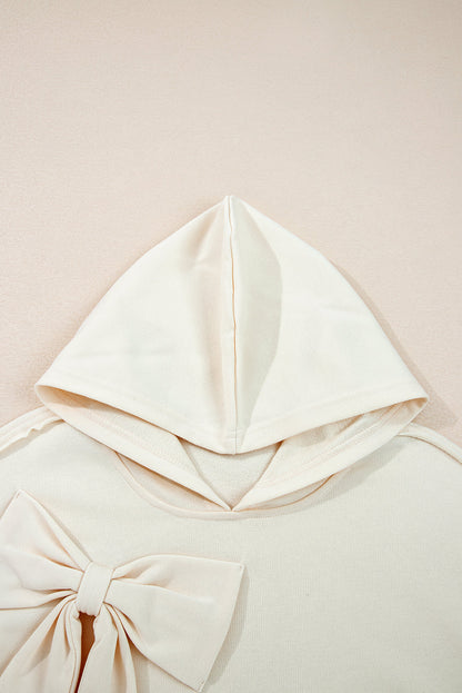 Solid Bow Tie Long Sleeve Hoodie