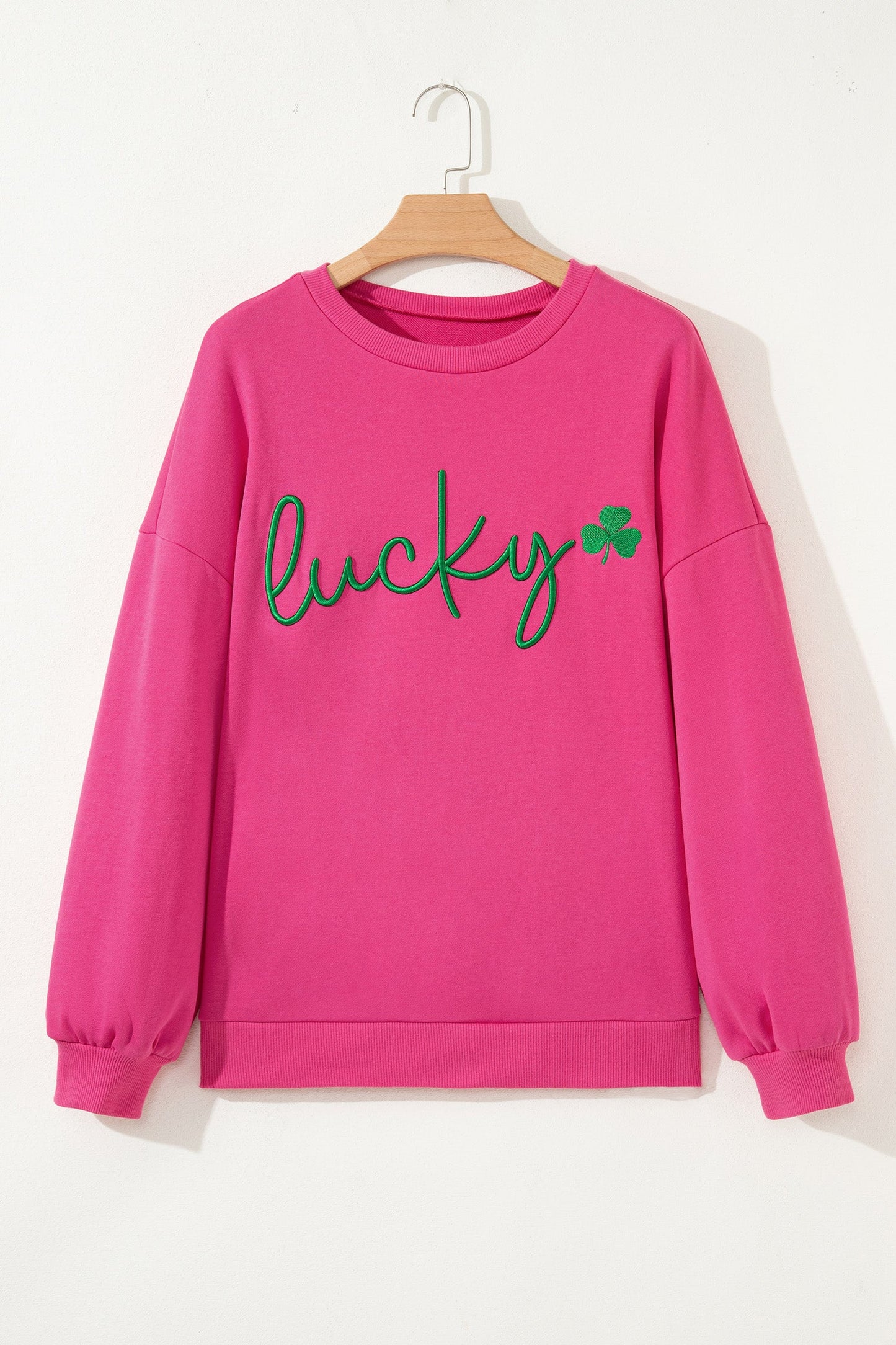 Lucky Clover Embroidered Loose Pullover Sweatshirt