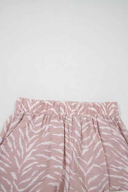 Abstract Cuff Top & Shorts Loose Set