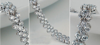 White Gold Plated Multi-Diamond Bracelet