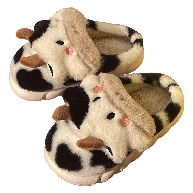 Cute Cow Slippers - Soft, Fluffy, and Warm for Women