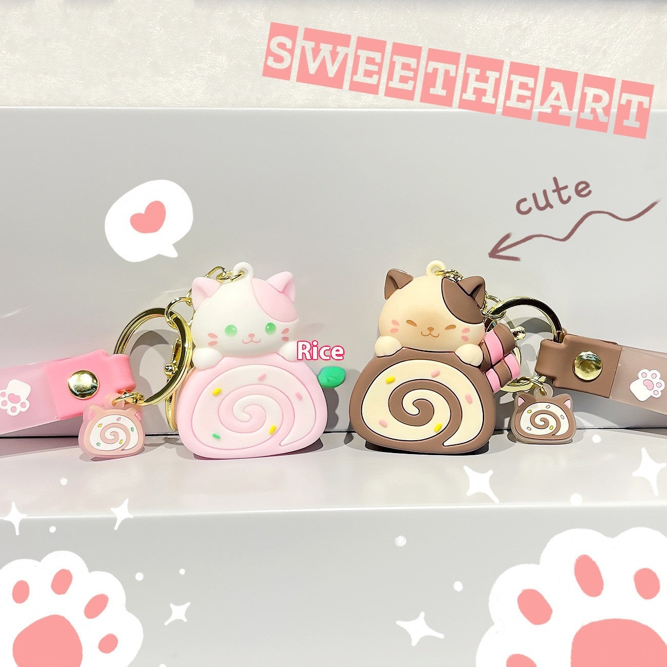 Fashion Cat Cake Roll Modeling Cartoon Key Button