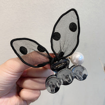 Polka Dot Rabbit Ears Hairpin with Pearls