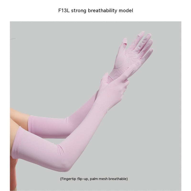 Nylon Ice Silk Long Sun Protection Gloves