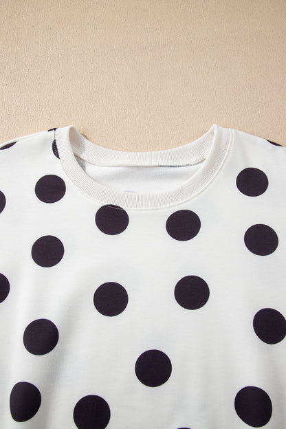 Polka Dot Pullover and Drawstring Shorts Set