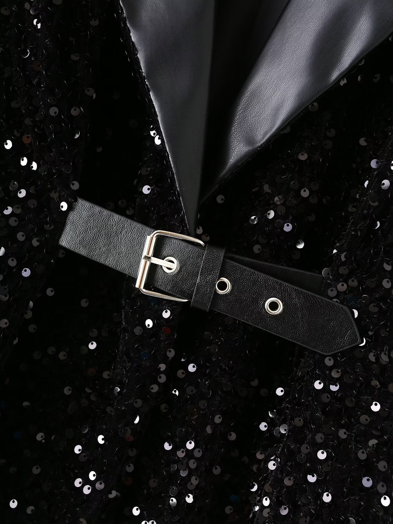 European And American Stitching Neckline Women's Casual Sequin Suit Women's Jacket