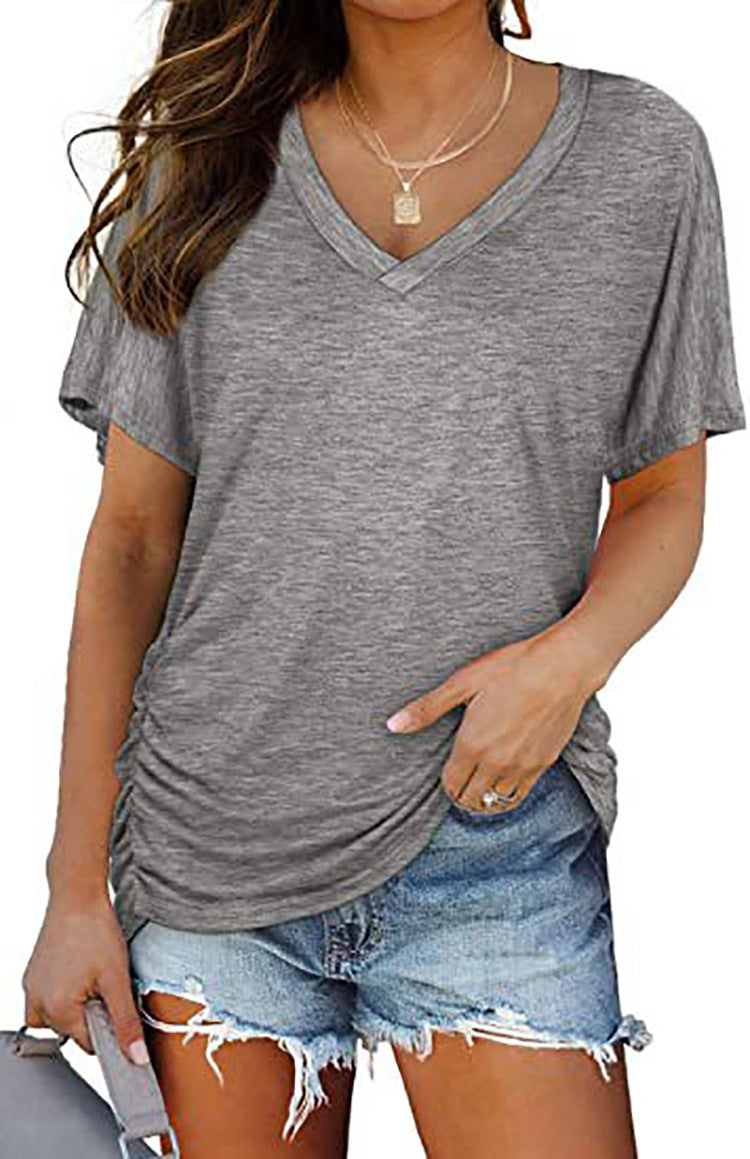 European-American V-Neck Loose Casual T-Shirt