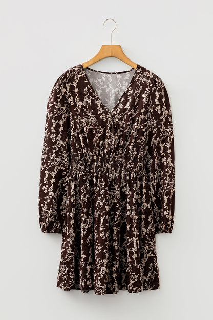 Ditsy Floral Long Sleeve Flared Mini Dress