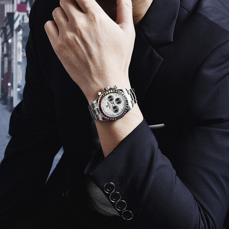 Multifunctional Stainless Steel Quartz Watch for Men