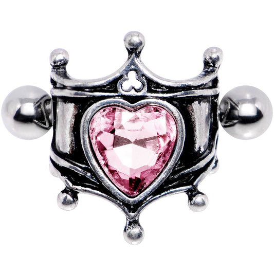 16G 1/2 Pink Gem Queen of Hearts Cuff Cartilage Earring