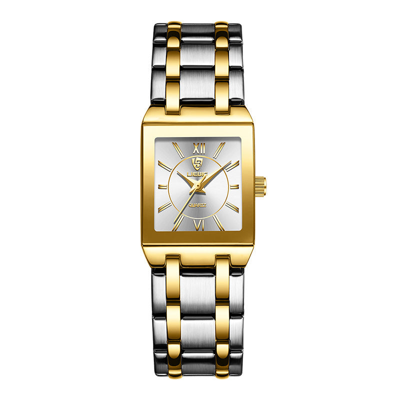 Business Style Steel Strap Couple Watch Square