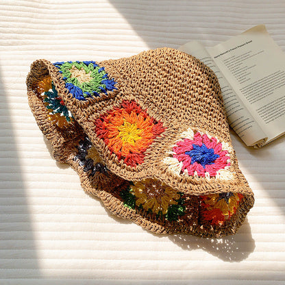 Women's Color Handmade Woven Hollowed Straw Hat